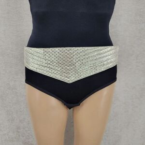 Vintage Metallic Chevron Waist Belt Corset Under Bust Cummerbund